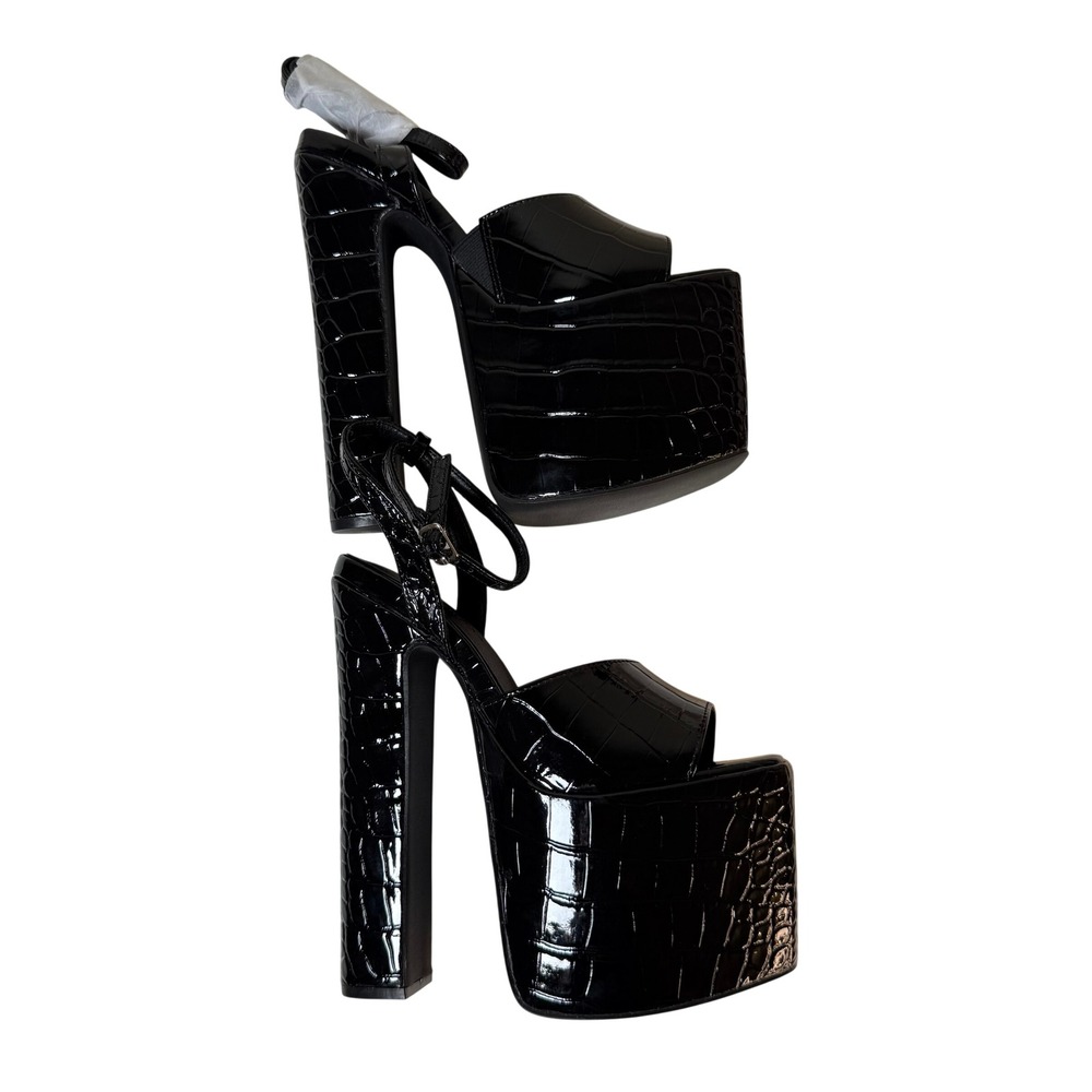 NWT Current Mood Devour Croc Platform Heels Black Dolls Kill Size 6